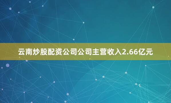云南炒股配资公司公司主营收入2.66亿元